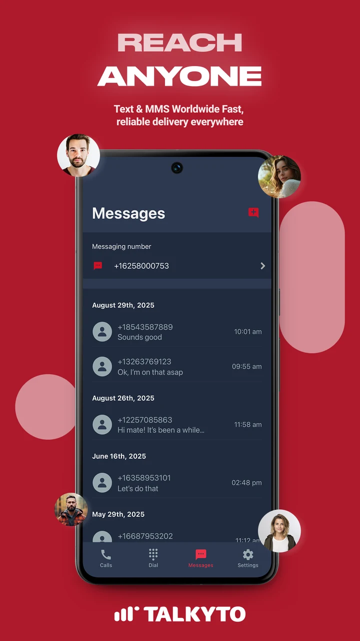 Official Talkyto Android app artwork showing SMS and MMS conversations