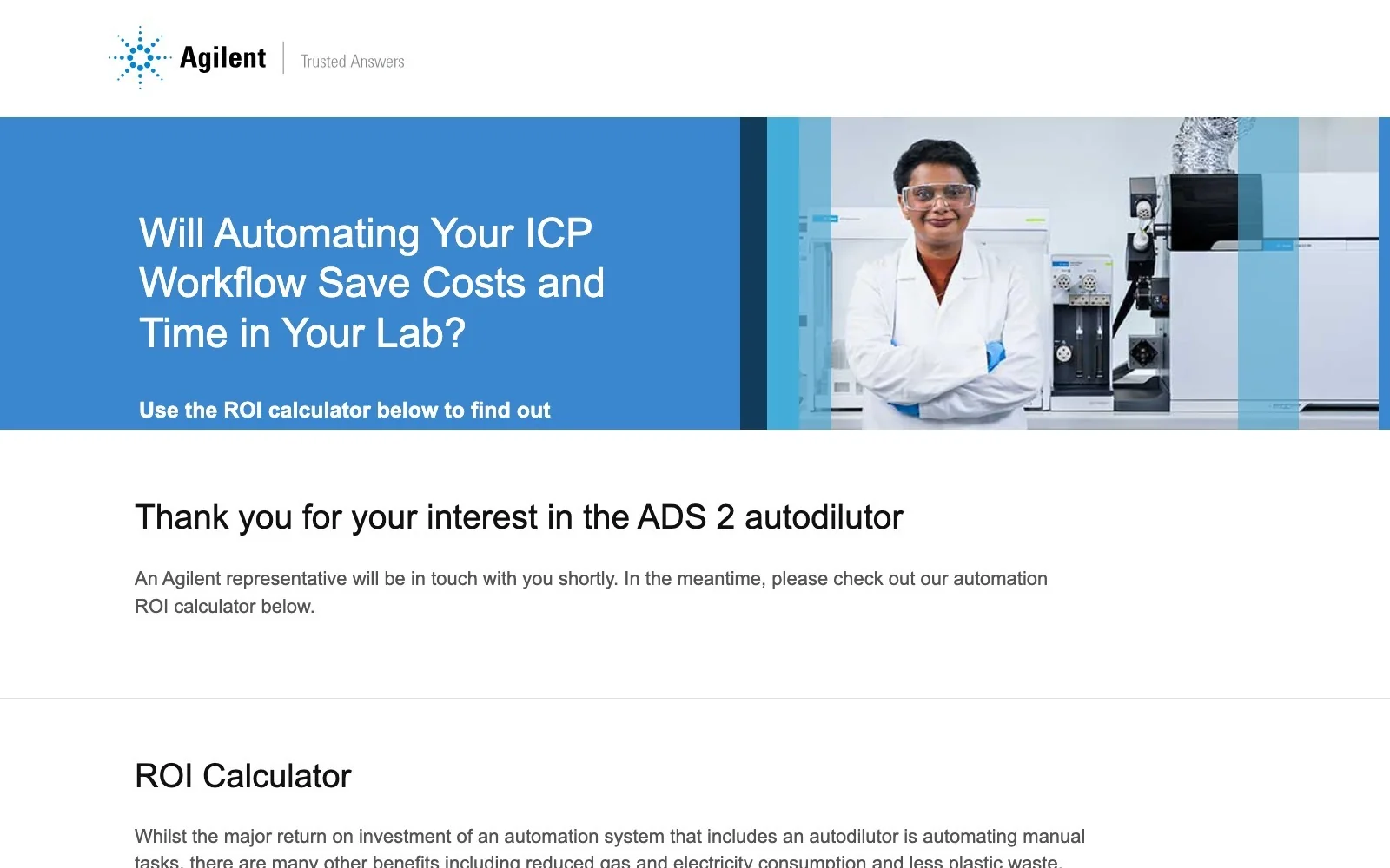 ADS 2 Autodilutor ROI Calculator captured project preview
