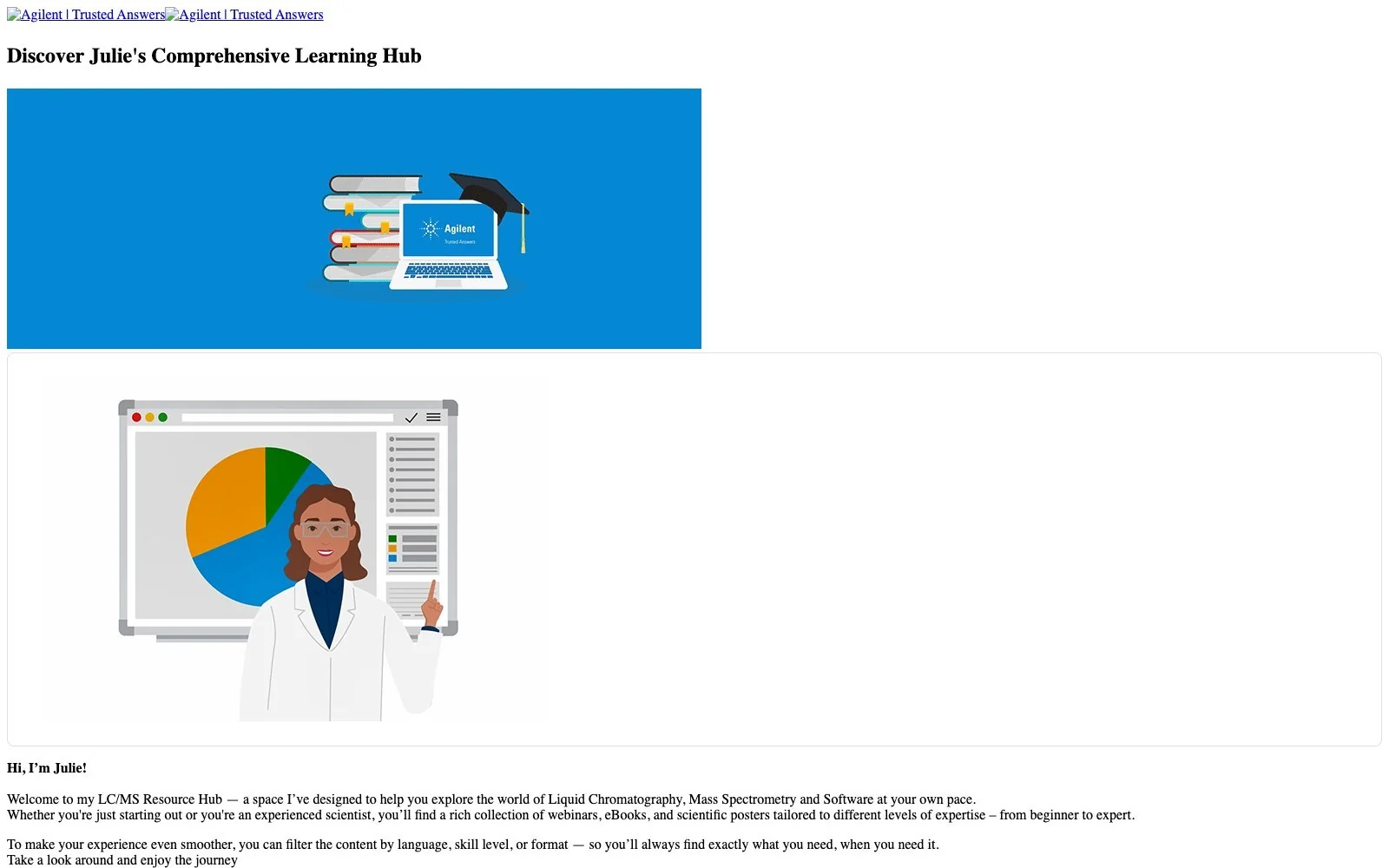 Julie’s Learning Hub captured project preview
