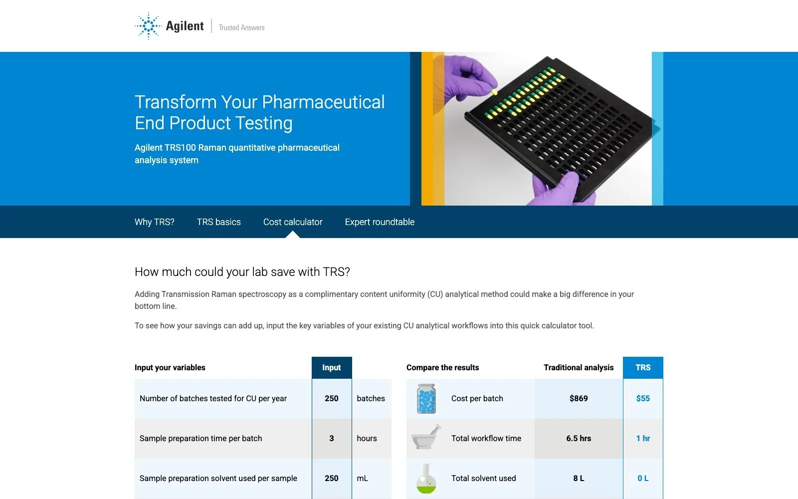 TRS100 Pharmaceutical Cost Calculator captured project preview