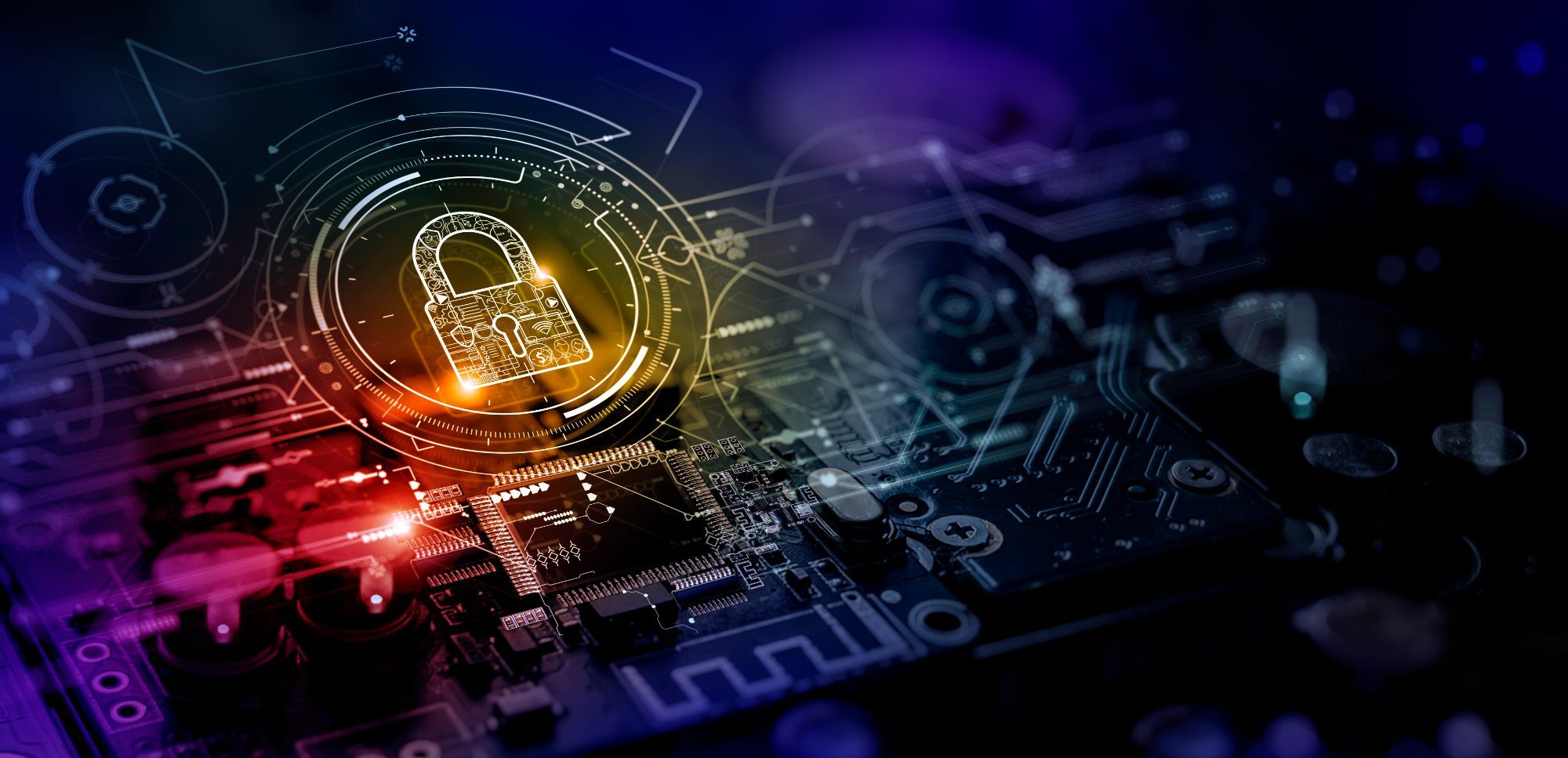 Original BackBeaver homepage artwork showing a lock over a digital circuit board