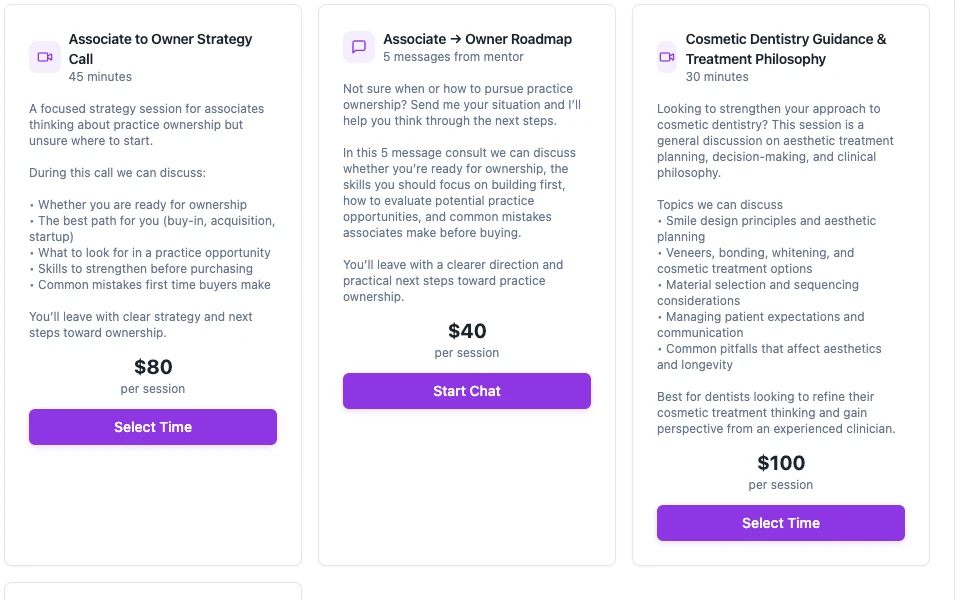 Chairlink’s public product demonstration of custom paid video and chat mentoring offers