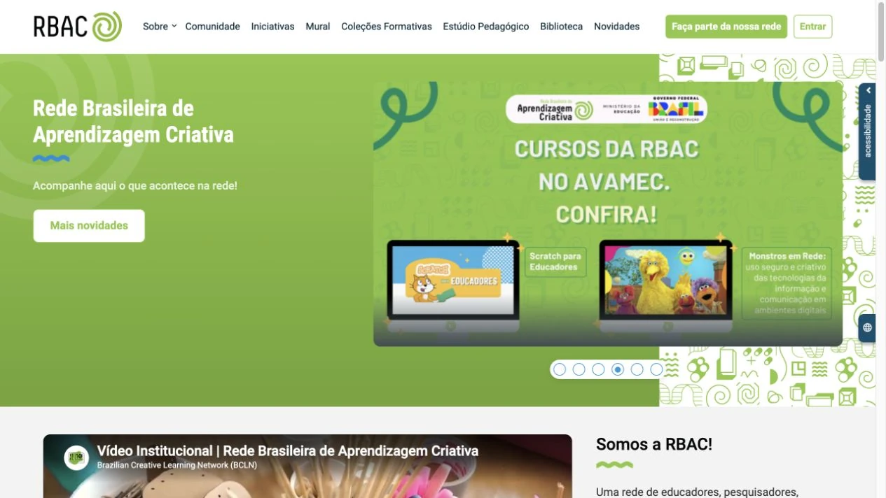 RBAC homepage with its creative learning collection and a nationwide community of educators